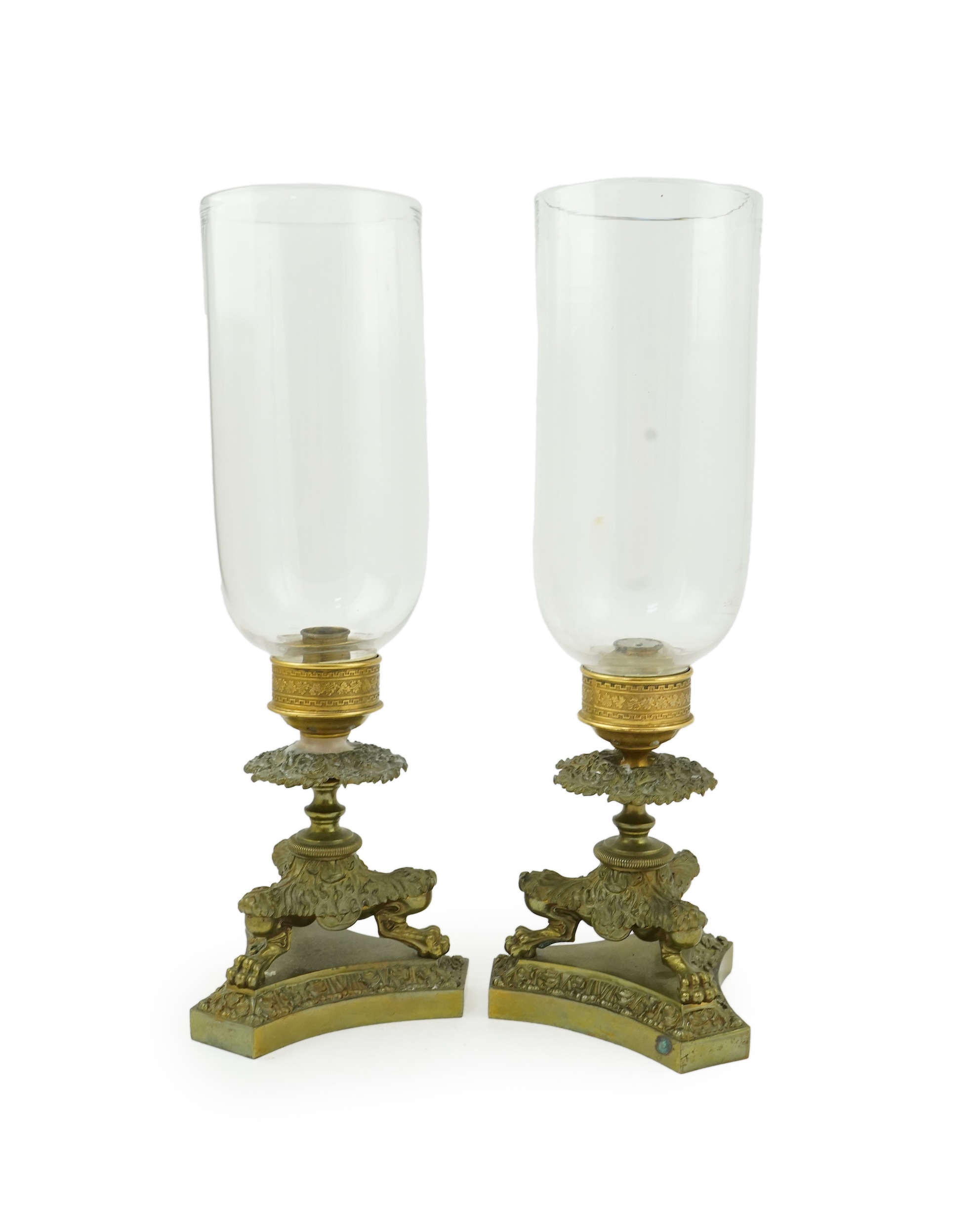 A pair of Empire style ormolu storm lanterns, 19th century